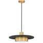 Z-Lite Ludo 16" 1-Light LED-Integrated Matte Black and Modern Gold Steel Frame Frosted Acrylic Shade Pendant Light