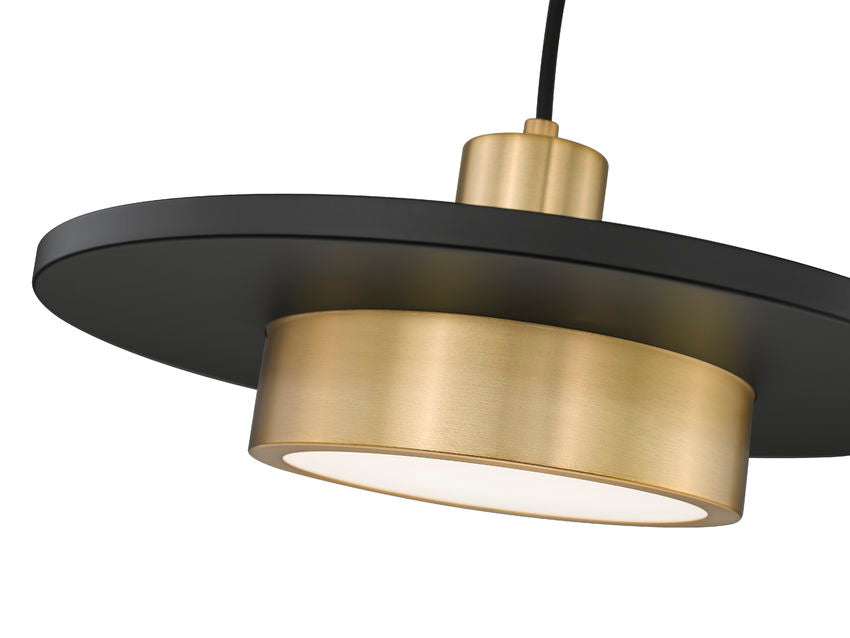 Z-Lite Ludo 16" 1-Light LED-Integrated Matte Black and Modern Gold Steel Frame Frosted Acrylic Shade Pendant Light