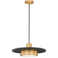 Z-Lite Ludo 16" 1-Light LED-Integrated Matte Black and Modern Gold Steel Frame Frosted Acrylic Shade Pendant Light