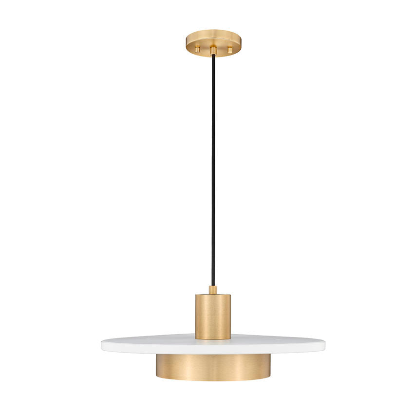 Z-Lite Ludo 16" 1-Light LED-Integrated Matte White and Modern Gold Steel Frame Frosted Acrylic Shade Pendant Light