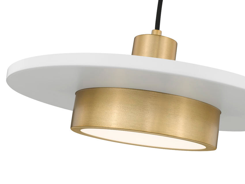 Z-Lite Ludo 16" 1-Light LED-Integrated Matte White and Modern Gold Steel Frame Frosted Acrylic Shade Pendant Light