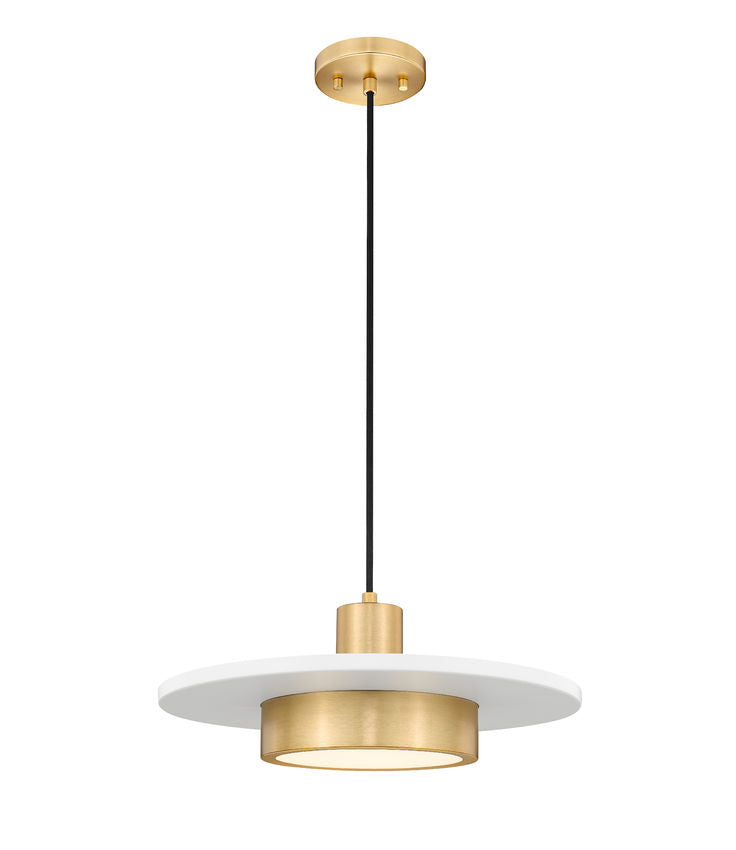 Z-Lite Ludo 16" 1-Light LED-Integrated Matte White and Modern Gold Steel Frame Frosted Acrylic Shade Pendant Light