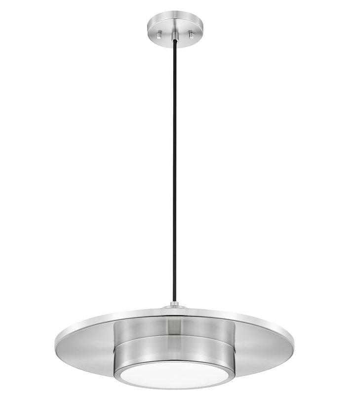 Z-Lite Ludo 20" 1-Light LED-Integrated Brushed Nickel Steel Frame Frosted Acrylic Shade Pendant Light
