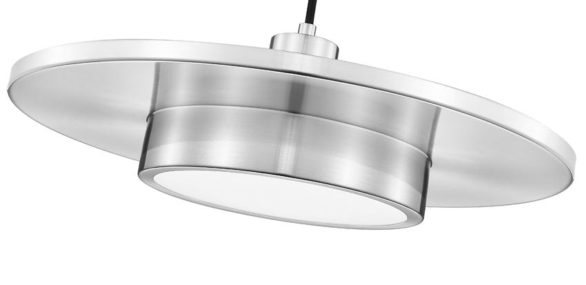 Z-Lite Ludo 20" 1-Light LED-Integrated Brushed Nickel Steel Frame Frosted Acrylic Shade Pendant Light