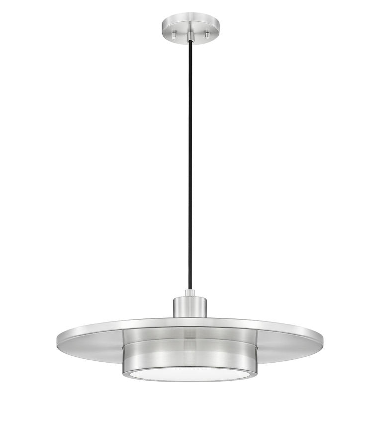Z-Lite Ludo 20" 1-Light LED-Integrated Brushed Nickel Steel Frame Frosted Acrylic Shade Pendant Light