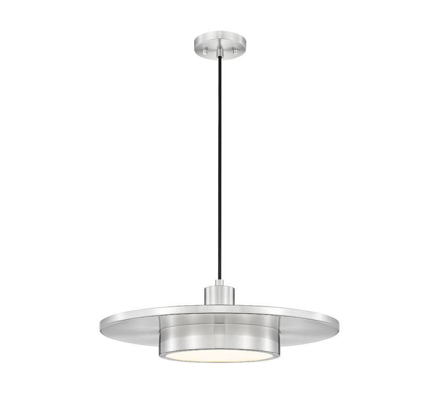Z-Lite Ludo 20" 1-Light LED-Integrated Brushed Nickel Steel Frame Frosted Acrylic Shade Pendant Light