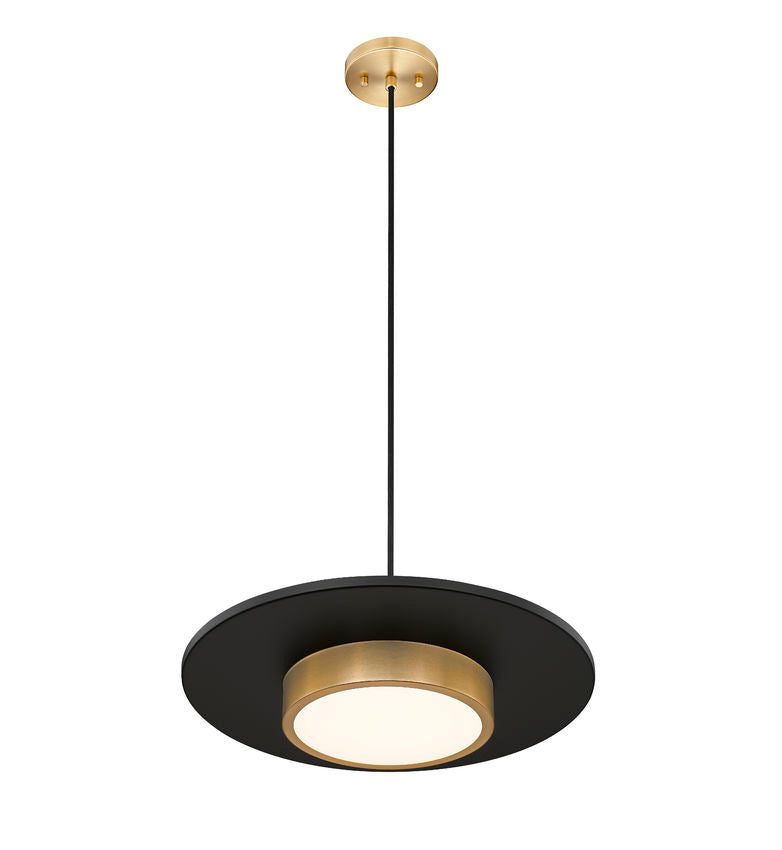 Z-Lite Ludo 20" 1-Light LED-Integrated Matte Black and Modern Gold Steel Frame Frosted Acrylic Shade Pendant Light