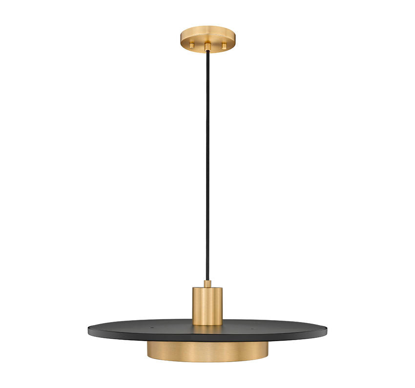 Z-Lite Ludo 20" 1-Light LED-Integrated Matte Black and Modern Gold Steel Frame Frosted Acrylic Shade Pendant Light