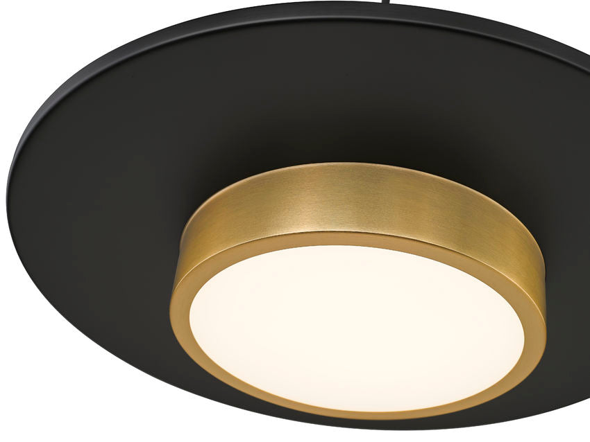 Z-Lite Ludo 20" 1-Light LED-Integrated Matte Black and Modern Gold Steel Frame Frosted Acrylic Shade Pendant Light