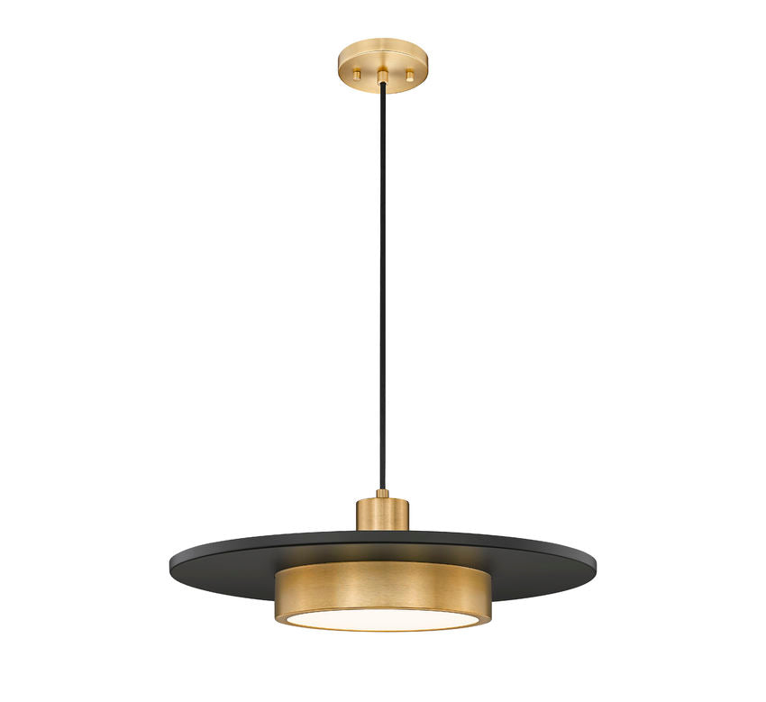 Z-Lite Ludo 20" 1-Light LED-Integrated Matte Black and Modern Gold Steel Frame Frosted Acrylic Shade Pendant Light
