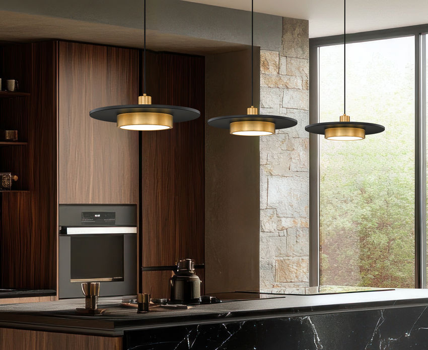Z-Lite Ludo 20" 1-Light LED-Integrated Matte Black and Modern Gold Steel Frame Frosted Acrylic Shade Pendant Light