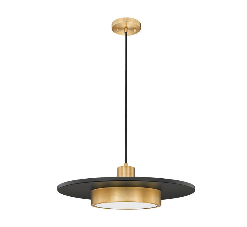 Z-Lite Ludo 20" 1-Light LED-Integrated Matte Black and Modern Gold Steel Frame Frosted Acrylic Shade Pendant Light