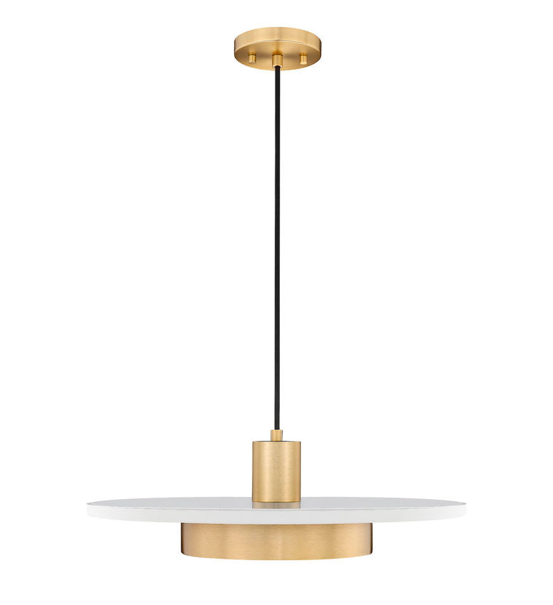 Z-Lite Ludo 20" 1-Light LED-Integrated Matte White and Modern Gold Steel Frame Frosted Acrylic Shade Pendant Light