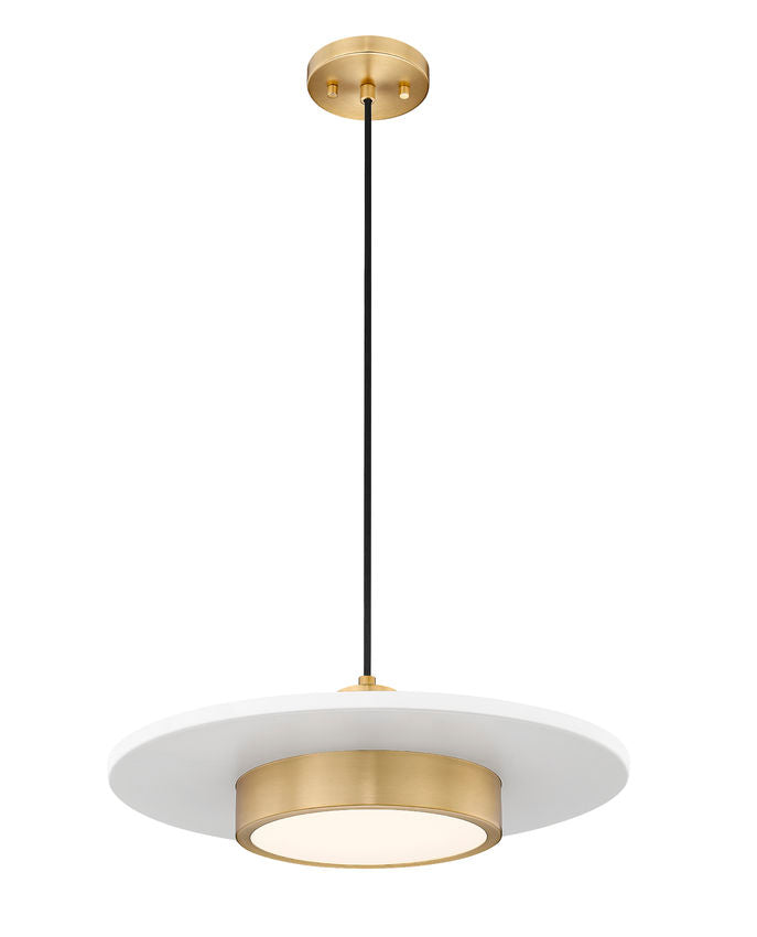 Z-Lite Ludo 20" 1-Light LED-Integrated Matte White and Modern Gold Steel Frame Frosted Acrylic Shade Pendant Light