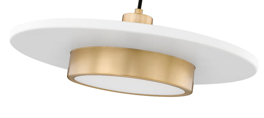 Z-Lite Ludo 20" 1-Light LED-Integrated Matte White and Modern Gold Steel Frame Frosted Acrylic Shade Pendant Light