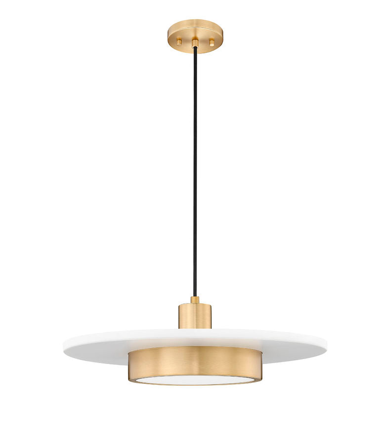 Z-Lite Ludo 20" 1-Light LED-Integrated Matte White and Modern Gold Steel Frame Frosted Acrylic Shade Pendant Light