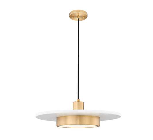 Z-Lite Ludo 20" 1-Light LED-Integrated Matte White and Modern Gold Steel Frame Frosted Acrylic Shade Pendant Light