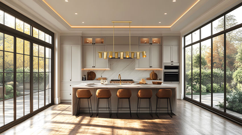 Z-Lite Lumina 12" 9-Light Modern Gold Steel Linear Chandelier
