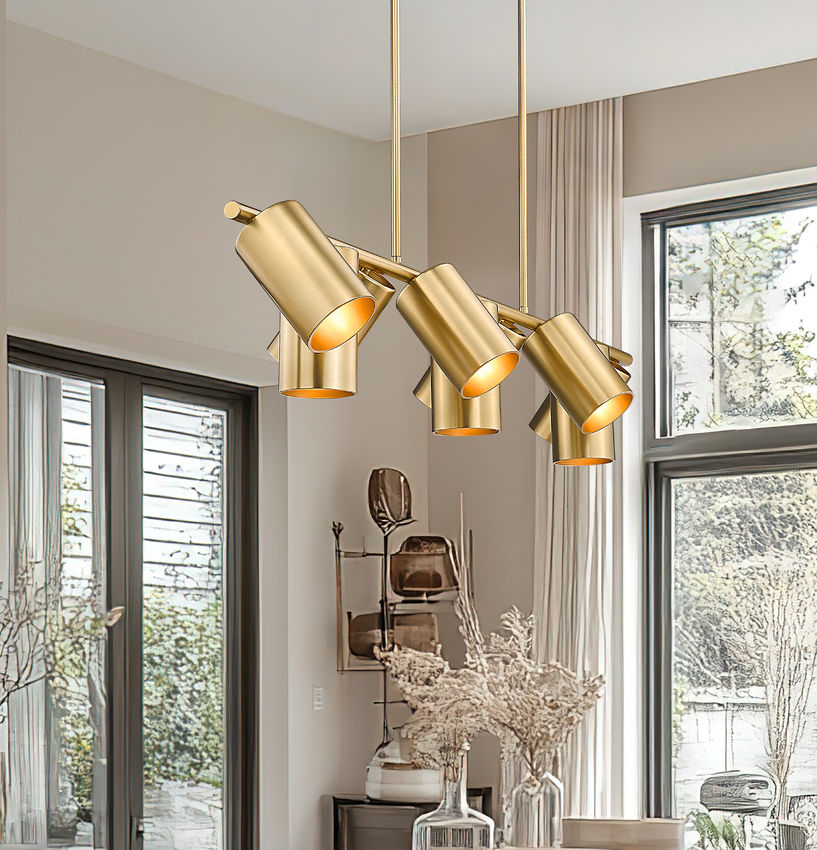 Z-Lite Lumina 12" 9-Light Modern Gold Steel Linear Chandelier