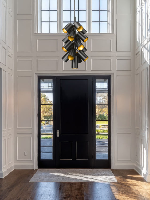 Z-Lite Lumina 17" 17-Light Matte Black Steel Chandelier