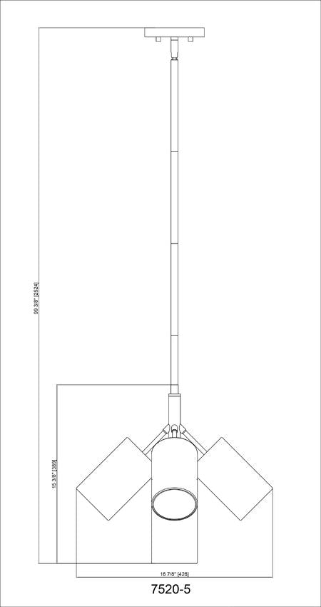 Z-Lite Lumina 17" 5-Light Modern Gold Steel Chandelier