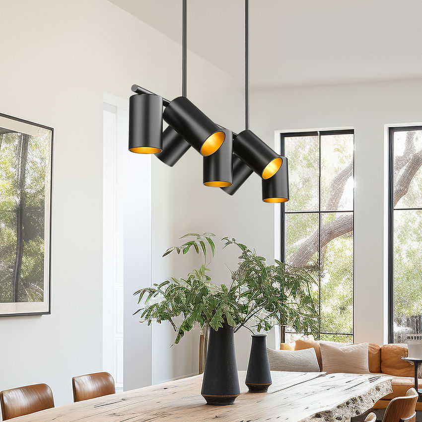 Z-Lite Lumina 17" 7-Light Matte Black Steel Linear Chandelier