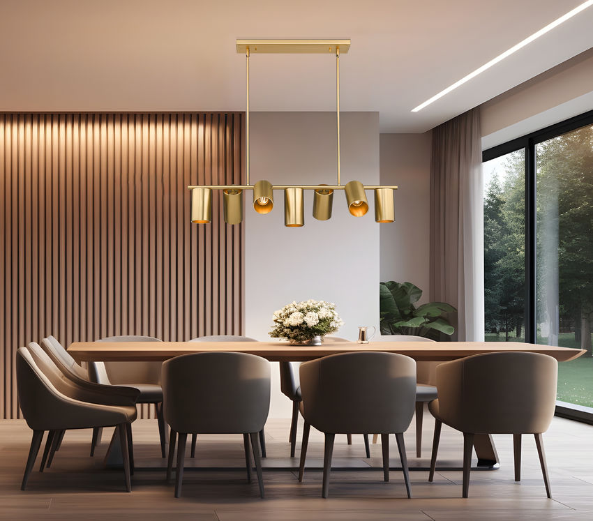 Z-Lite Lumina 17" 7-Light Modern Gold Steel Linear Chandelier