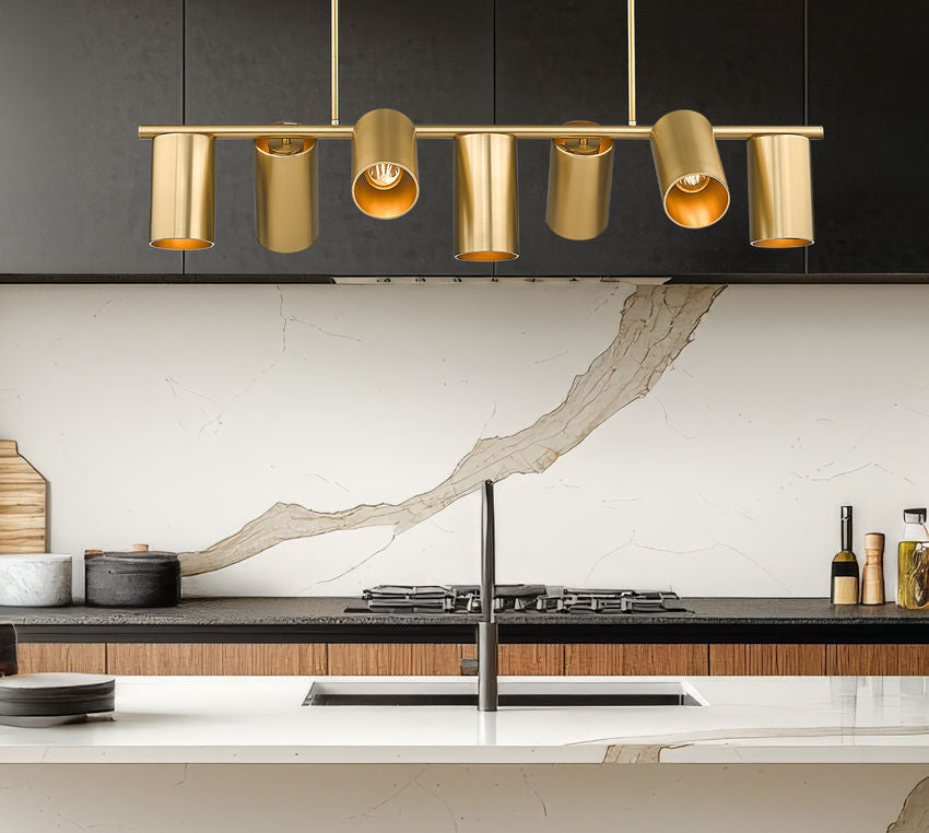 Z-Lite Lumina 17" 7-Light Modern Gold Steel Linear Chandelier