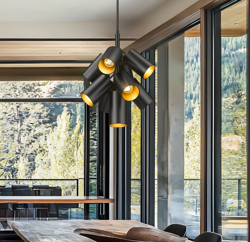 Z-Lite Lumina 17" 9-Light Matte Black Steel Chandelier