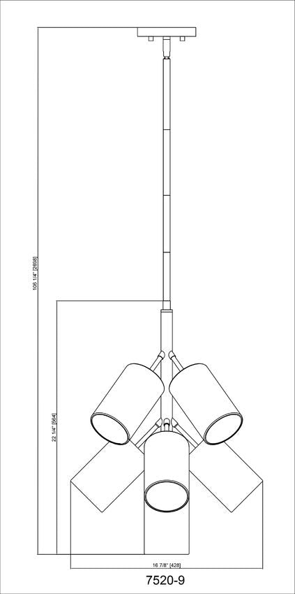Z-Lite Lumina 17" 9-Light Matte Black Steel Chandelier