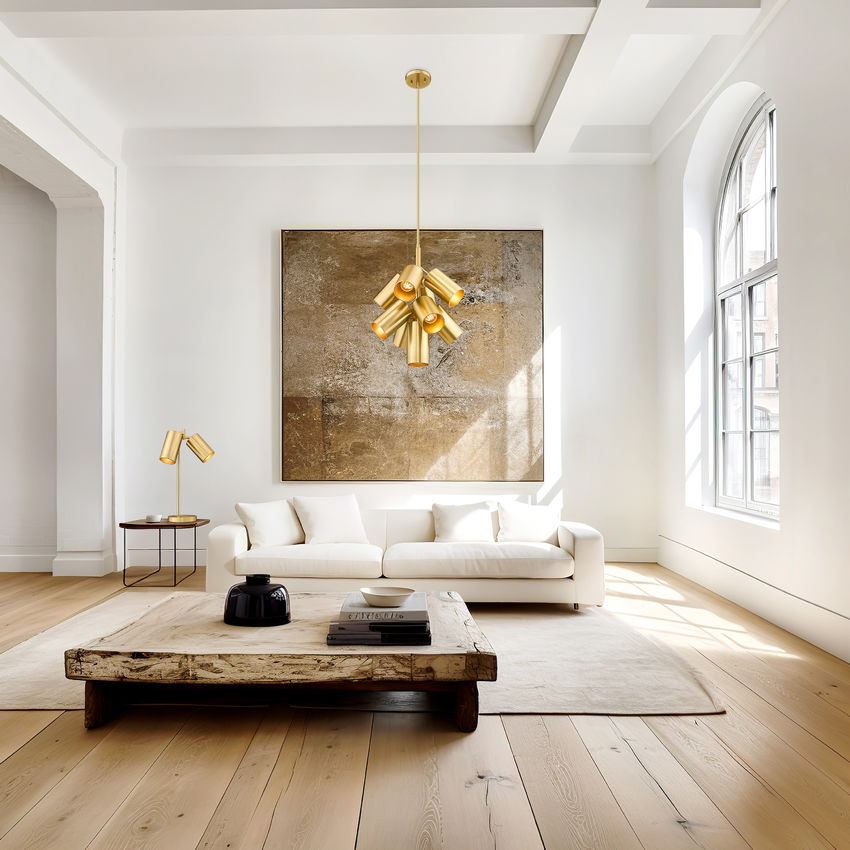 Z-Lite Lumina 17" 9-Light Modern Gold Steel Chandelier