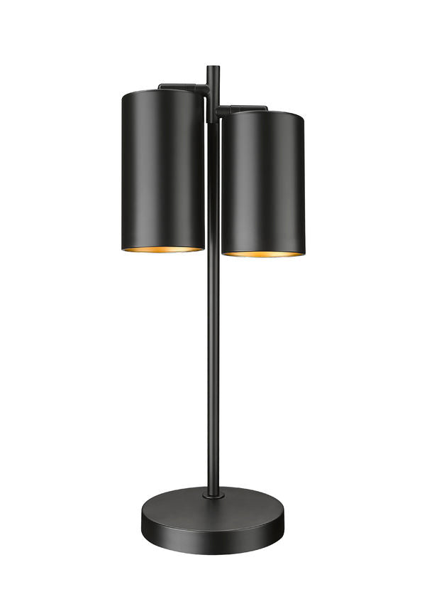 Z-Lite Lumina 9" 2-Light Matte Black Steel Table Lamp