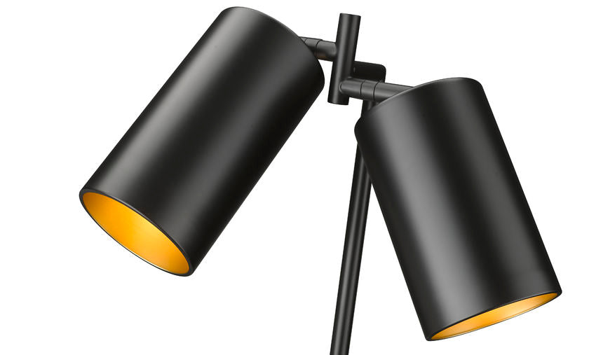 Z-Lite Lumina 9" 2-Light Matte Black Steel Table Lamp