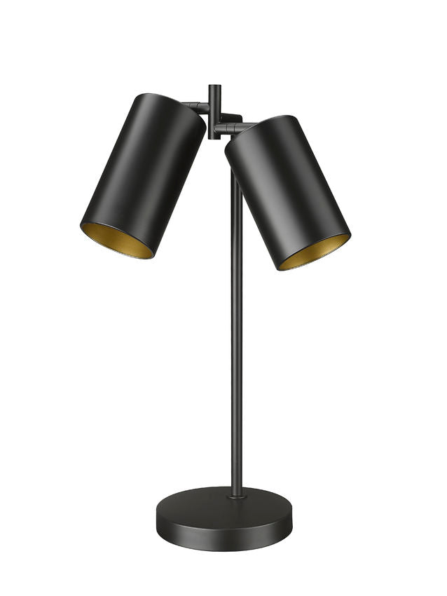 Z-Lite Lumina 9" 2-Light Matte Black Steel Table Lamp