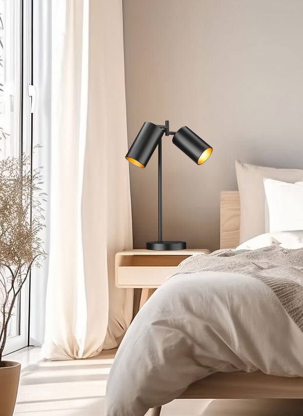 Z-Lite Lumina 9" 2-Light Matte Black Steel Table Lamp