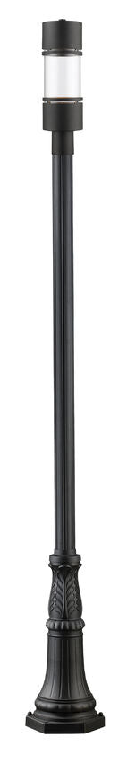 Z-Lite Luminata 1-Light 14W LED Integrated Black Aluminum Frame Clear Glass Shade Outdoor Post Mounted Fixture
