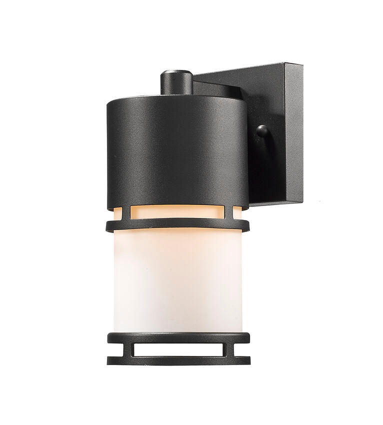 Z-Lite Luminata 4" 1-Light LED Black Outdoor Wall Sconce With Matte Opal Glass Shade
