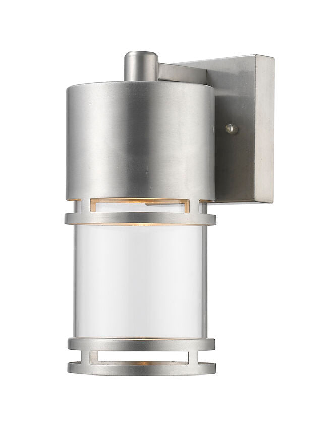 Z-Lite Luminata 4" 1-Light LED Brushed Aluminum Outdoor Wall Sconce With Clear Glass Shade