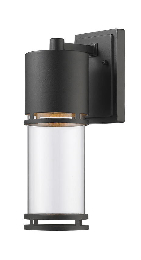 Z-Lite Luminata 5" 1-Light LED Black Outdoor Wall Sconce With Clear Glass Shade