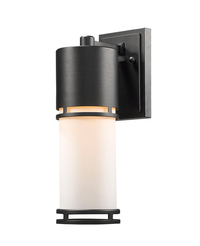Z-Lite Luminata 5" 1-Light LED Black Outdoor Wall Sconce With Matte Opal Glass Shade