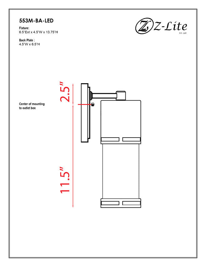 Z-Lite Luminata 5" 1-Light LED Brushed Aluminum Outdoor Wall Sconce With Clear Glass Shade