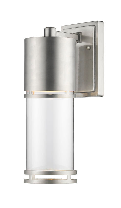 Z-Lite Luminata 5" 1-Light LED Brushed Aluminum Outdoor Wall Sconce With Clear Glass Shade