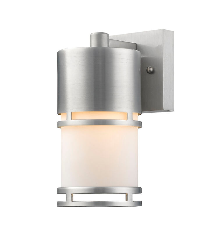 Z-Lite Luminata 5" 1-Light LED Brushed Aluminum Outdoor Wall Sconce With Matte Opal Glass Shade