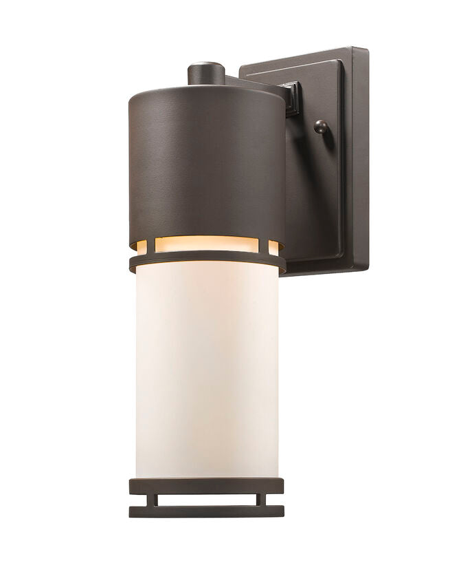 Z-Lite Luminata 5" 1-Light LED Deep Bronze Outdoor Wall Sconce With Matte Opal Glass Shade