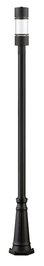 Z-Lite Luminata 553PHB-519P-BK-LED 1-Light 14W LED Integrated Black Aluminum Frame Clear Glass Shade Outdoor Post Mounted Fixture