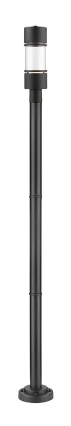 Z-Lite Luminata 553PHB-567P-BK-LED 1-Light 14W LED Integrated Black Aluminum Frame Clear Glass Shade Outdoor Post Mounted Fixture