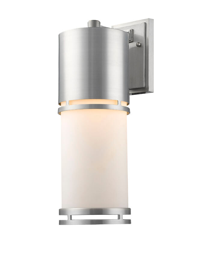 Z-Lite Luminata 6" 1-Light LED Brushed Aluminum Outdoor Wall Sconce With Matte Opal Glass Shade