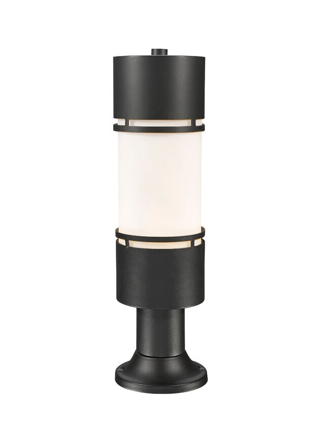 Z-Lite Luminata 6" W x 22" H 1-Light LED Black Outdoor Pier Mounted Fixture and Round Pier Mount Hardware With Matte Opal Glass Shade