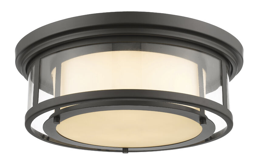 Z-Lite Luna 18" 3-Light Bronze Flush Mount Lighting With Matte Opal Glass Shade