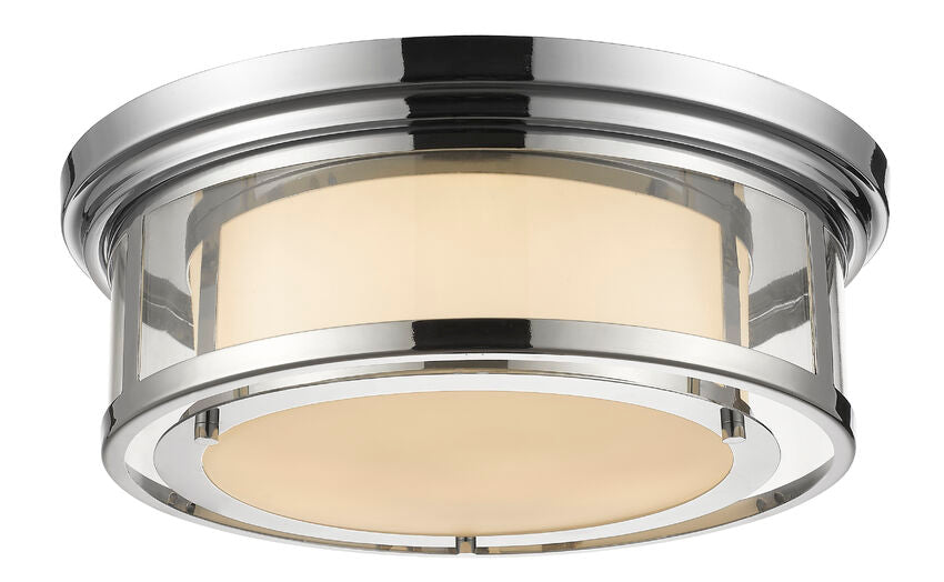 Z-Lite Luna 18" 3-Light Chrome Flush Mount Lighting With Matte Opal Glass Shade